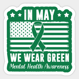 In May We Wear Green Mental Health Awareness Month Vintage Sticker